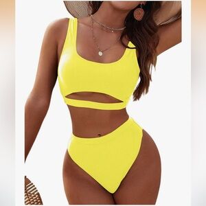 Bright Yellow Cutout Bikini Set